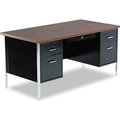 Alera Alera Steel Desk - Double Pedestal - 72"W x 36"D x 29-1/2"H - Mocha/Black SD7236BM